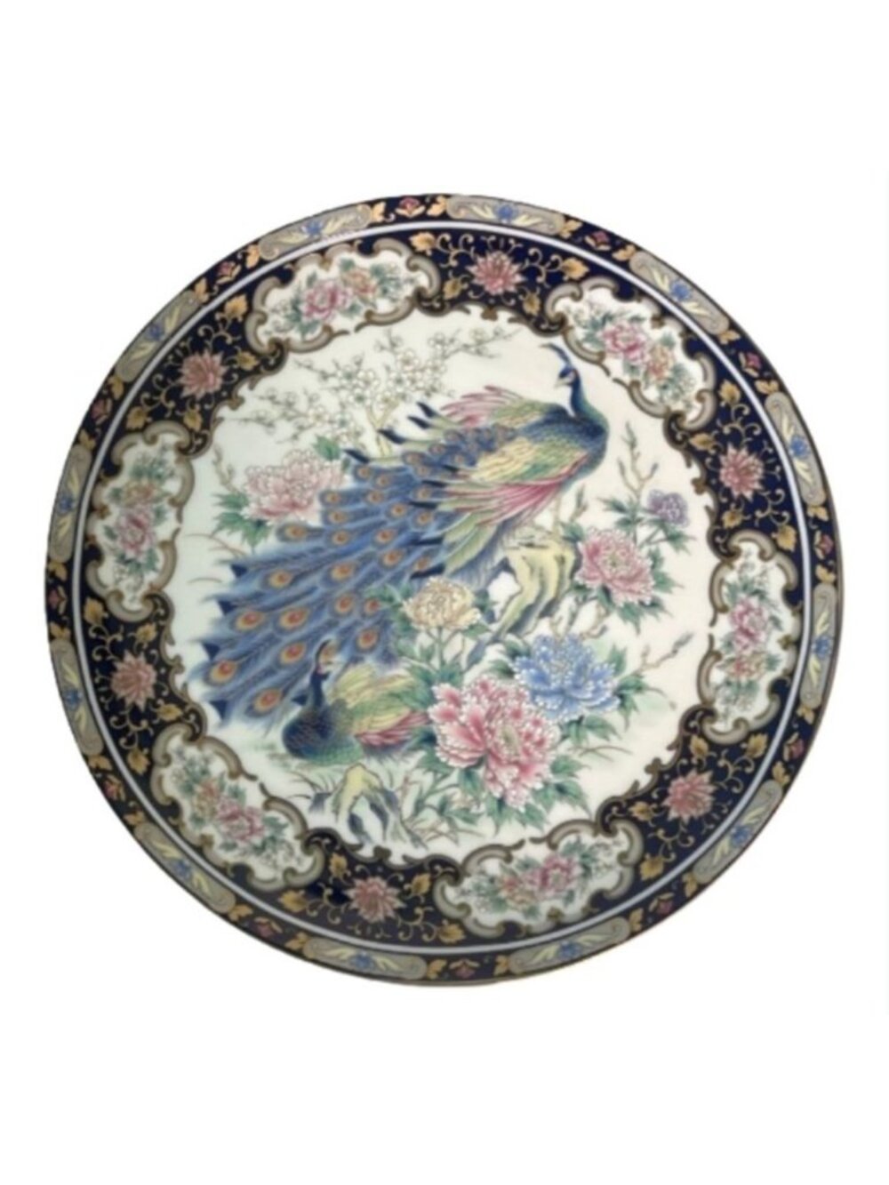 Vintage Toyo Japan Porcelain Peacock Collector Plate Imari Style 1970s 10.25"